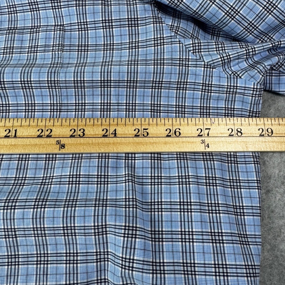 Peter Millar Button Down Shirt Men XXL Blue Grey Plaid Long Sleeve Good RN100308 - Picture 7 of 7